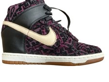 ✨ Nike Dunk Sky Hi Wedge Trainers UK 5 | Rare Black Magenta Jacquard?