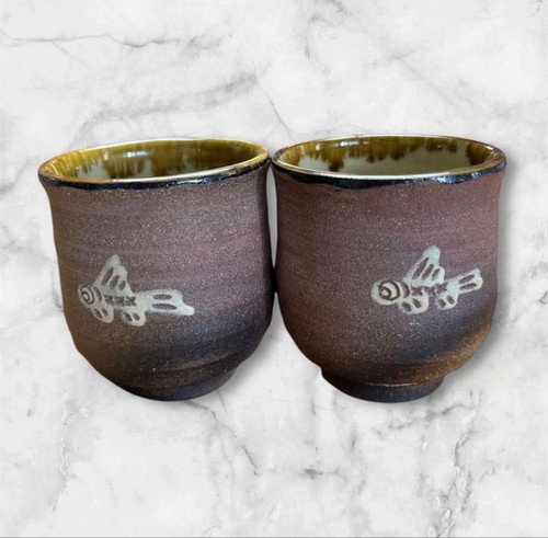 Okinawa yachimun yunomi pair - yachimun,