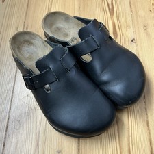 Birkenstock Boston Clog Black Leather Regular Fit Size 6 EU 39