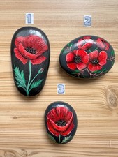 Hand Painted Rock/Stone/Pebbles Flowers/Poppy/Poppies
