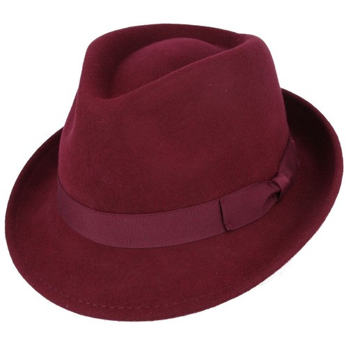 Wine trilby hat handmade wool - hat,