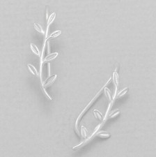 925 Sterling Silver Tree Branch Leaf Ear Vine Climber Crawler Stud Earrings UK