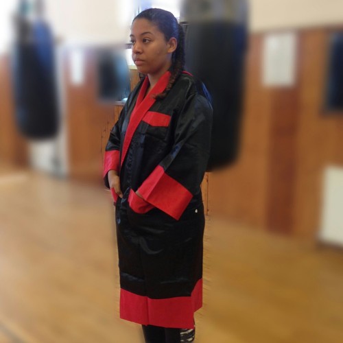Boxing gown black red - black, made