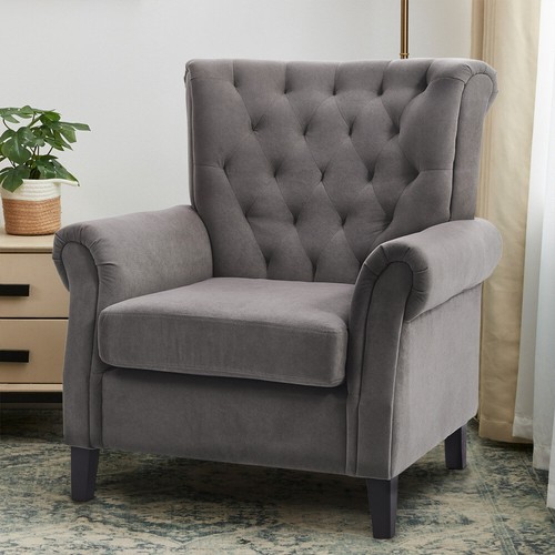 Velvet armchair wing high back - wing,