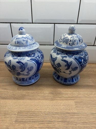 Pair vintage blue and white - blue,