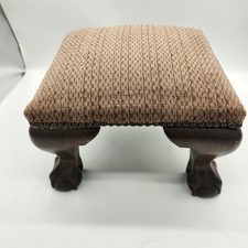 Antique Solid Wood Footstool Georgian Irish Cabriole Walnut Birch MCM Victorian