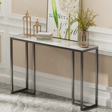 40" High Gloss Marble Console Table Sofa Side Cabinet Accent Desk Hallway Foyer