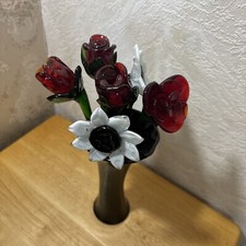 Hand Blown Glass Flowers, Red