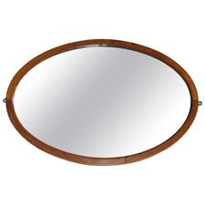 SUBLIME 1920'S ART DECO MERCURY PLATE VENETIAN MAHOGANY FRAMED OVAL MIRROR