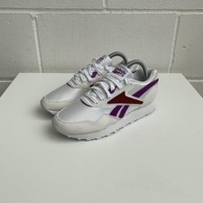 Reebok Classic Nylon Trainers In White / Purple Ladies Size UK 5 Brand New