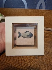 Framed Fish Wall Art Small Plaque Sea Life Nautical Decor 4.5"x4.5"