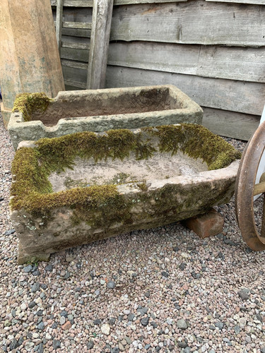 Antique stone trough - antique, moss