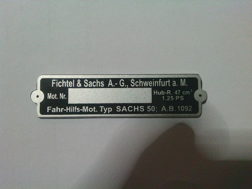 Nameplate fichtel sachs - fichtel, 50