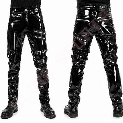 Mens black pvc gothic pants - pvc,