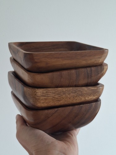 Vintage teak wood - snack, bowls