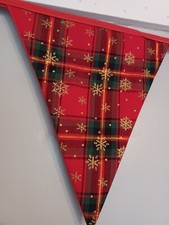 Festive tartan fabric bunting