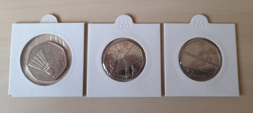 Olympic 50p coins - coins;, badminton