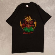 Fruit Of The Loom Vintage 90s Joes Brewery Graphic T-Shirt L Mens Black Beer
