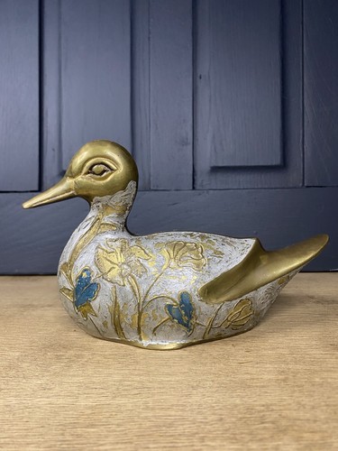 Vintage brass duck enamel - brass,