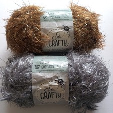 2 X 100g Tinsel Yarn Silver Gold  So Crafty Sparkle Ochre Ladder Scarf Pattern