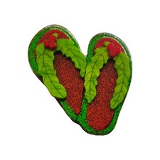 Modern Arcrylic Handmade BROOCH 3D Christmas Holly Glitter FLIPFLOPS Kitsch BN
