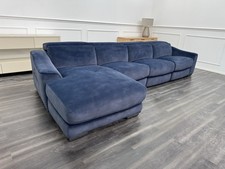 FV  Xavier 4 Seater Lounger Corner Sofa Navy Blue Power Recliner & Headrests