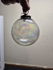 Stunning Antique Kugel Iridescent Hand Blown Cut Glass Large Christmas BaubleOrb