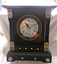 LARGE QUITE ORNATE Mantle clock converted to a quartz movement worn wooden case.