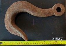 Antique or Vintage Hefty Iron industrial Crane/ Tow / Hoist Hook - stamped 1944
