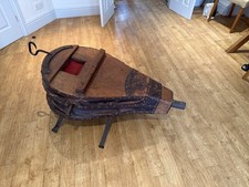 Vintage blacksmith bellows - Large old oak wooden leather bound