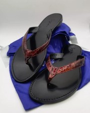 Handmade ITALIAN LEATHER SANDALS 'CHIARONE' snakeskin Brown & Black UK5 EU38