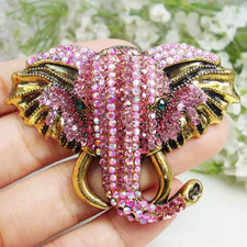 Elephant Brooch Sparkling Pink