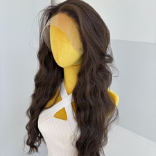 Natural Light brown Heat Resistant Hair Long Wavy Lace Front Wigs