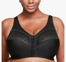 Glamorise Women's Full Coverage Opaque Front Closure Bra 54D Black RRP £47