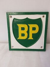 BP Large Garage Oil Fuel Square 26cm Cast Iron Sign Plaque Vintage Advertising
