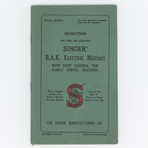 Vtg singer sewing machine bak - machine,