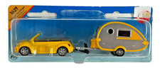 Siku 1629 VW Beetle Cabrio with Teardrop Caravan Die-Cast Small 1:55 Scale
