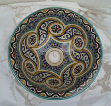 HAND PAINTED  CERAMIC HAND WASH BASIN * FES POTTERY 30 cm Multi Colour