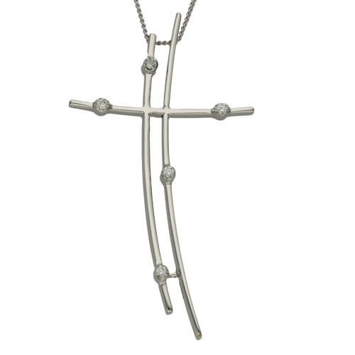 18ct white gold diamond cross - 18ct,