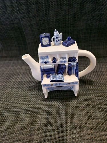 Vintage blue white bookcase - blue,