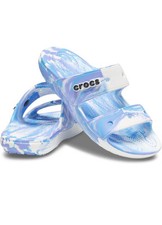 Crocs Classic Marbled Tie-Dye Sandal White/Oxygen Men's 11, Women's 13 Medium