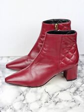 RUSSELL & BROMLEY Red Quilted Ankle Boots, Size UK 6.5 / EU 39.5