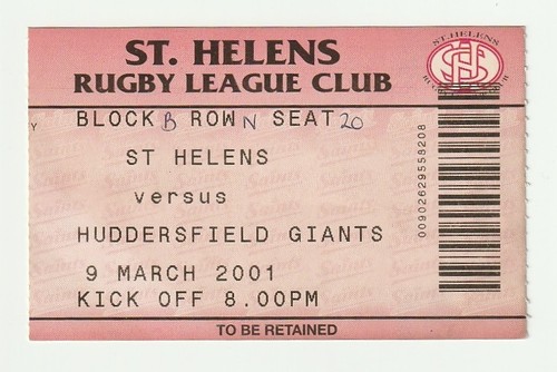 2001 rugby league ticket - rugby,
