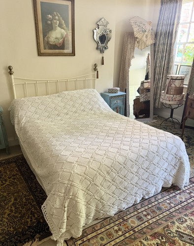 French vintage bedspread white - french,