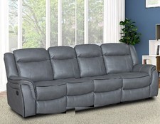 Grey Leather Gel 4 Seater