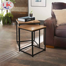 Square/Round Nest of 2 Tables Living Room Furniture Space Saving Idea Decoration