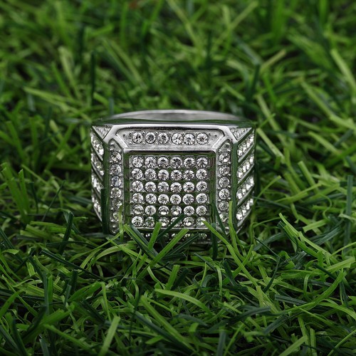 Mens iced pinky ring band - iced,