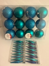 Christmas Baubles - KINGFISHER TEAL BLUE -Matt & Glitter