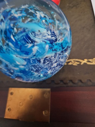 Blue glass paperweightwith - blue,