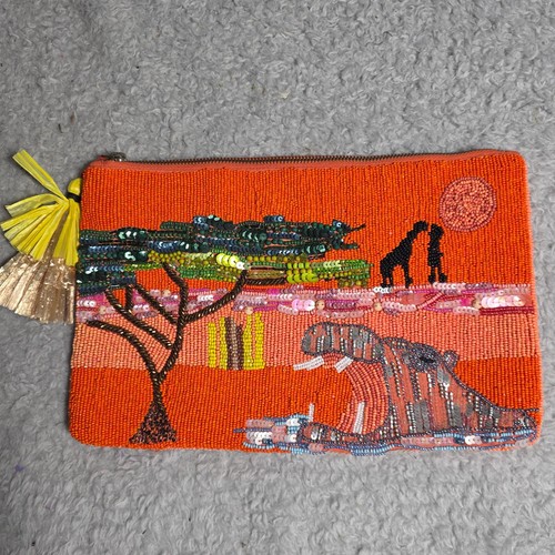 Zara clutch orange beaded - zara,